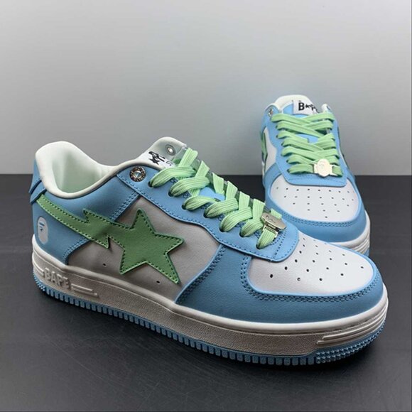 NWT Bape Sta Low Unisex Green And Blue Unisex Shoes - Picture 1 of 13